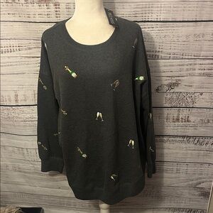 NWT gray women champagne and champagne glasses sweatshirt size 3x